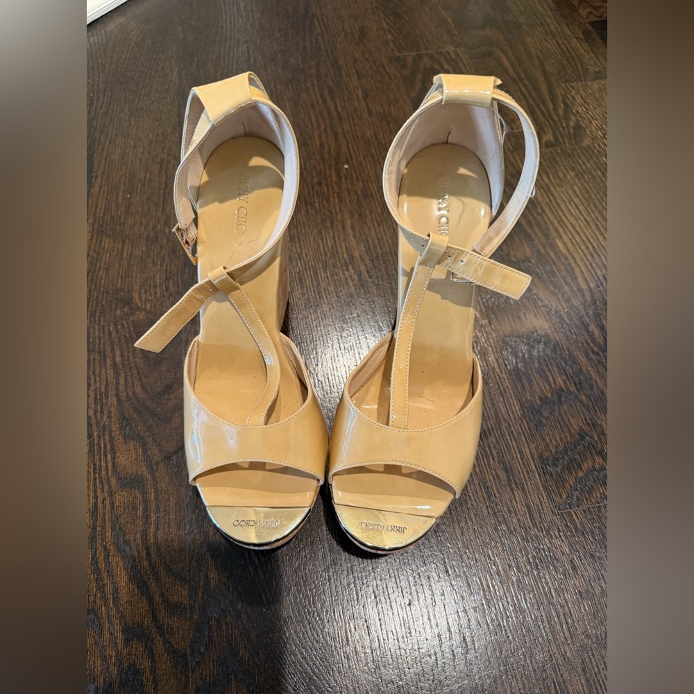 Jimmy Choo Beige Patent Leather Heels